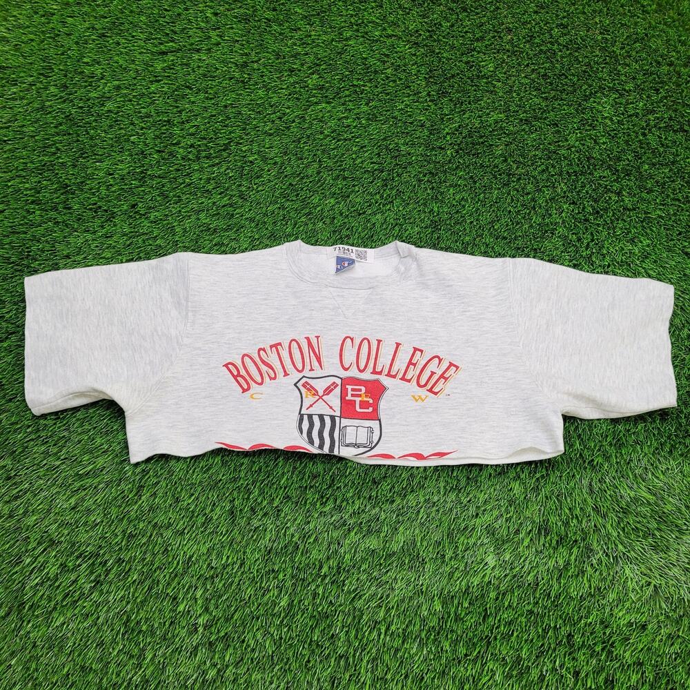 Vintage Champion Crop-Top Sweatshirt Women XL 24x13 Boston-College